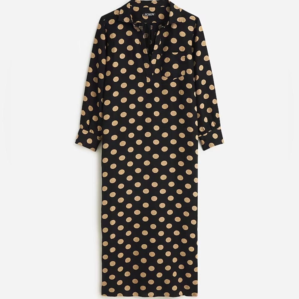 J. Crew Bungalow Maxi Popover Dress in Dot Linen